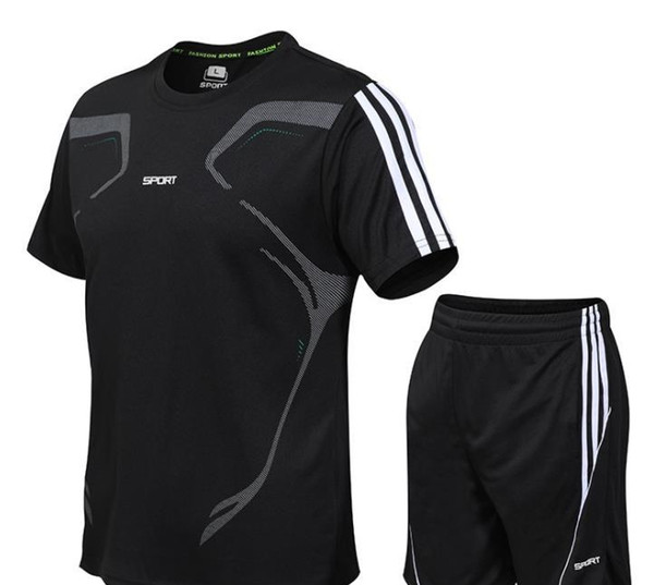 Summer Mens Running Clothing Sets Male 2PCS Sports Tracksuits Casual Suits Teenager Fitness Quick Drying Suits