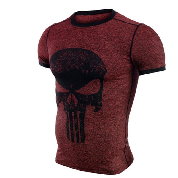 Fitness Compression Shirt Men Punisher Skull Running T Shirts Fitness Bodybuilding Tight High elasticity Short Sleeve T-Shirt Clothing Tops