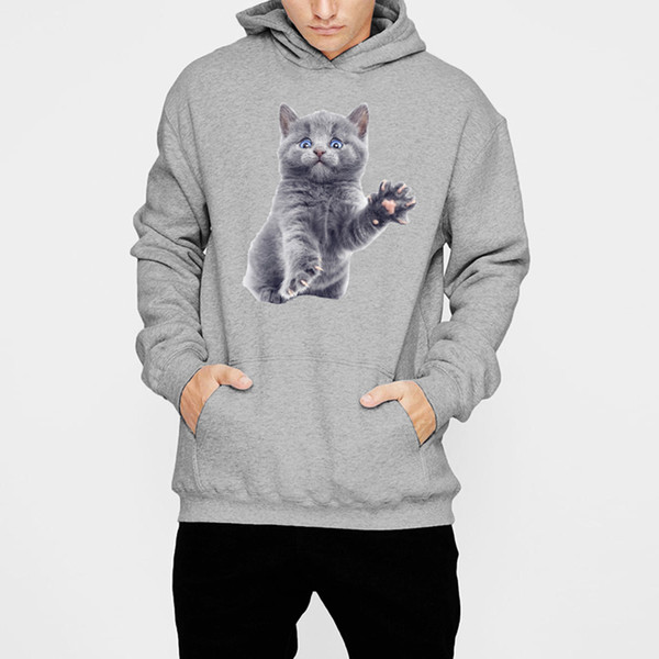 ESHINES 2019 New Fashion Causal Hoodies Men Polyester Windproof Lovely Cat Print Pattern Big Size Popular Hoodies For Male Cheap