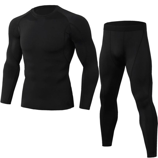 Men's long sleeve workout suit gym compression two-piece workout suit men running