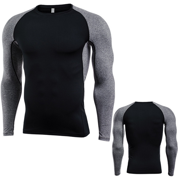 long-sleeved workout clothes men Quick-drying T-shirt high-elastic tights running pro outdoor sportswear