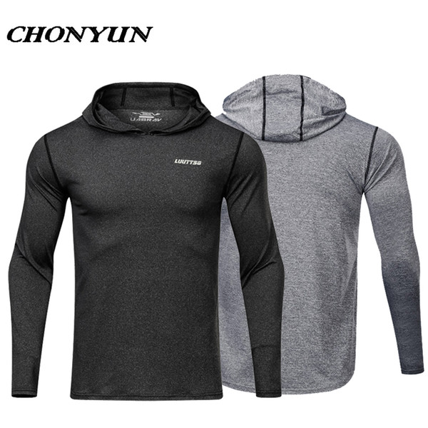Men's New Running Jacket Sports Fitness Long Sleeves Hooded Tight Gym Soccer Basketball Outdoor Training Jogging Jackets Clothes