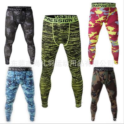 Men's Gym Clothing Sports Tights PRO Elastic Basketball Long Leggings Pants Men Compression Camouflage Pants Muiti Colors Plus Size S-3XL