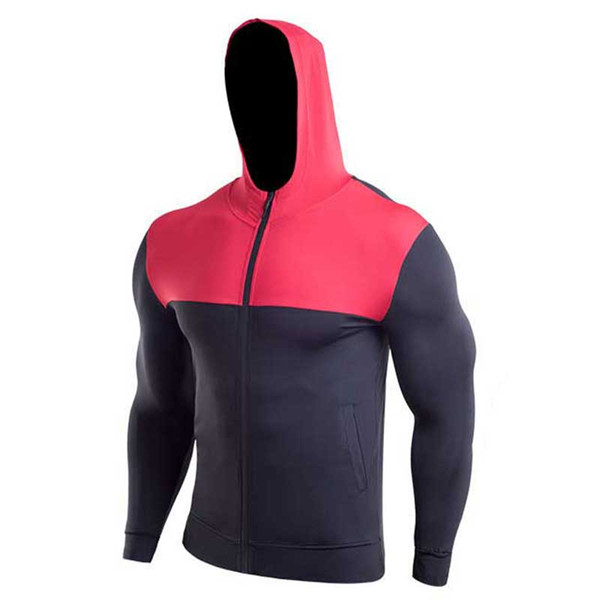 Men Quick Dry Cap Hoodie Sweatshirt Sporting Jersey Compress Fitness Tight Rashgard Shirt Gymming Bodybuilding Runs Jacket M1834