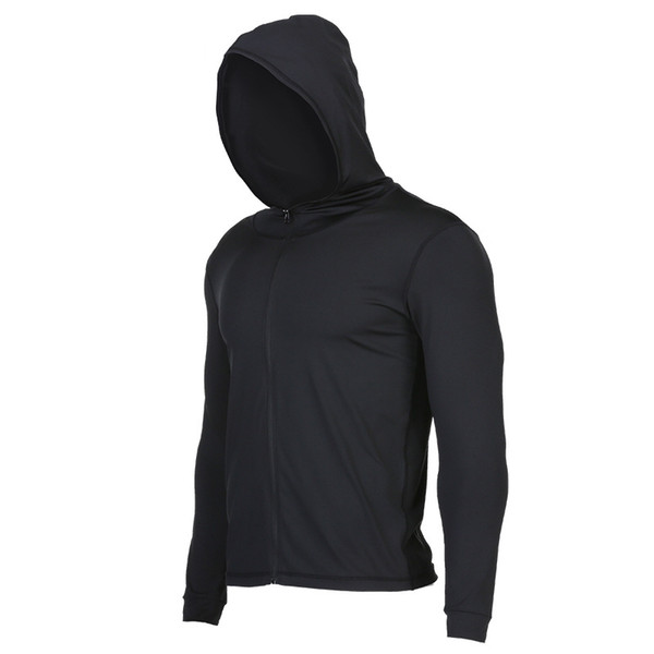 Men running jacket Sports fitness Long sleeves Hooded Tight Gym Soccer basketball Outdoor training Jogging Jackets Tops