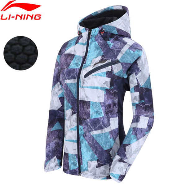 Li-Ning Women Running Windbreaker Jacket Fleece 91.1%Polyester 8.9%Spandex Regular Fit LiNing Hooded Sport Coats AFDN442 WWJ953