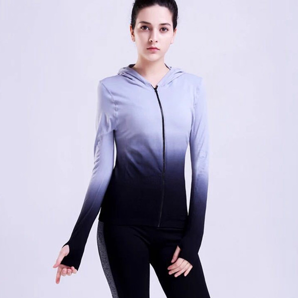 Women's Thumb Jackets New Long Sleeve Running Coat Yoga Gym Fitness Tight Tops Quick-Dry Breathable Sports Jacket Women 2019 new