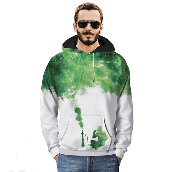 ESHINES 2019 Fashion New Hoodies Men Polyester Material Green Print Anti-Pilling Anti-Shrink Breathable Popular Hoodies For Male