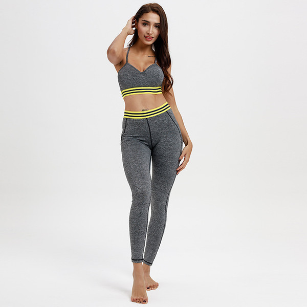 new Slim Yoga Suits stitching Hot Sexy Fashion Fitness Suits Running Leggings Sportwear Elastic Waist Comfortable Fabrics Amazon Wish