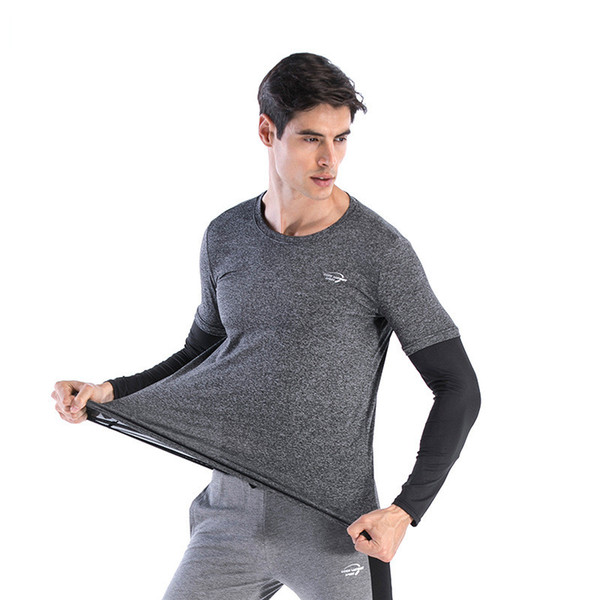 ESHINES Fashion Gym Fitness Long Sleeve Men Spandex Material Thermal Windproof And Quick Dry Sport Running Long Sleeve For Male