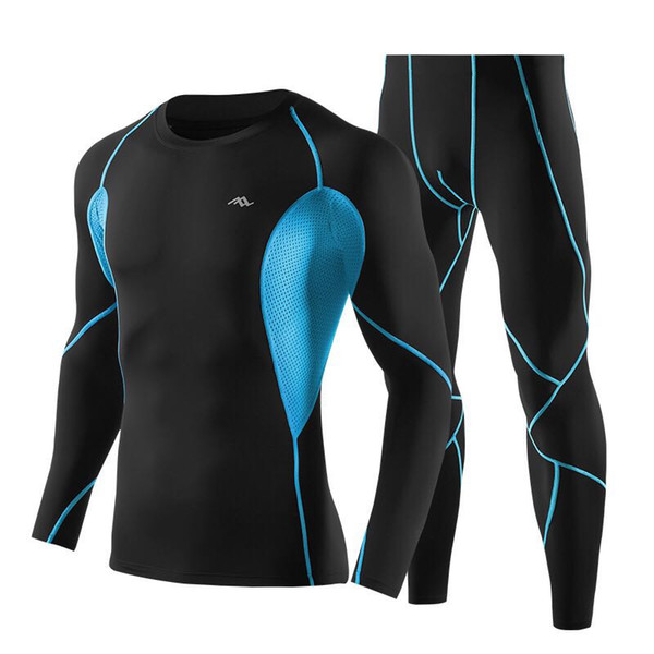 Long-sleeved leotard men's sports suits, fast dry fitness suits, running training stretch compression clothes