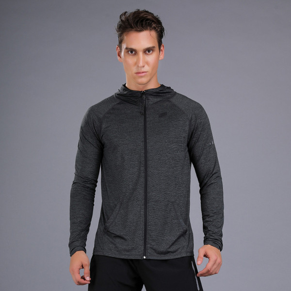 Running Jacket Men Sports Coat Fitness Long Sleeve Hooded Tight Hoodies Zipper Slim Hiking Sweatshirts Male Gym Training Jackets