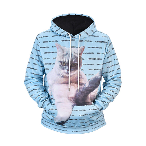 ESHINES 2019 Fashion New Hoodies Men Polyester Lovely Cats With English Word Pattern Casual Big Size Hoodies For Male Cheap