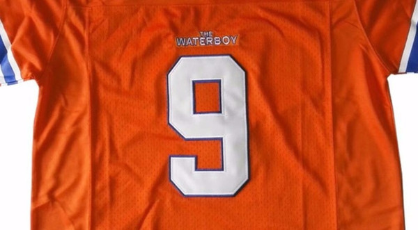 Men's Waterboy Shirts #9 Bobby Boucher Football Jersey Orange White Colors S M L XL XXL Stitched Number and Letters US Stock