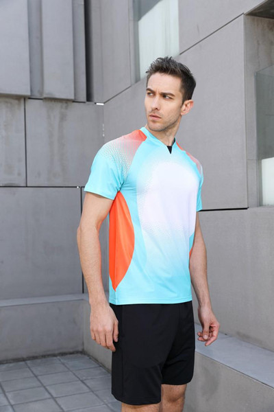 Wholesale-V Neck Design High Quality Running Sport Quick Dry Breathable Badminton Shirt,Women/Men Table Tennis Training Exericise T Shirts