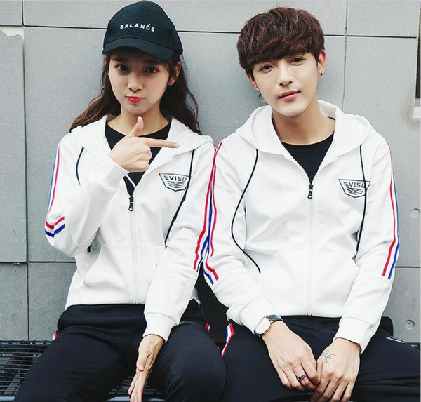 Spring and autumn style tennis sportswear suit men and women sweater lovers wear Korean version hooded running suit two-piece casual fashion