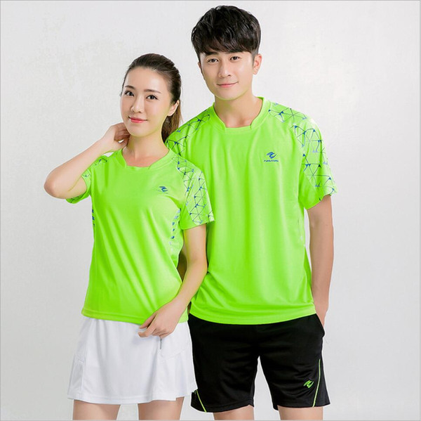 New short sleeve tennis suit for men and women speed dry sports jerseys match training team uniforms badminton uniforms customized