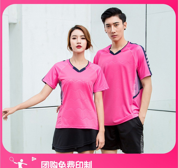 Tennis suit men and women tennis suit couples summer breathable speed dry match sportswear customized red