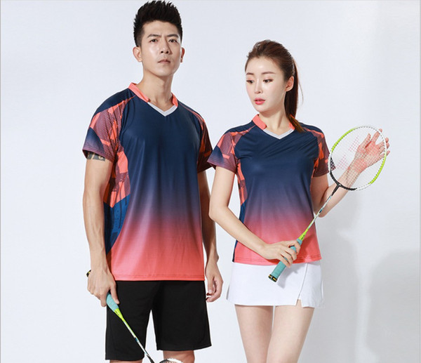 New four seasons tennis suit women's short sleeve speed dry polyester tennis suit men's custom suit