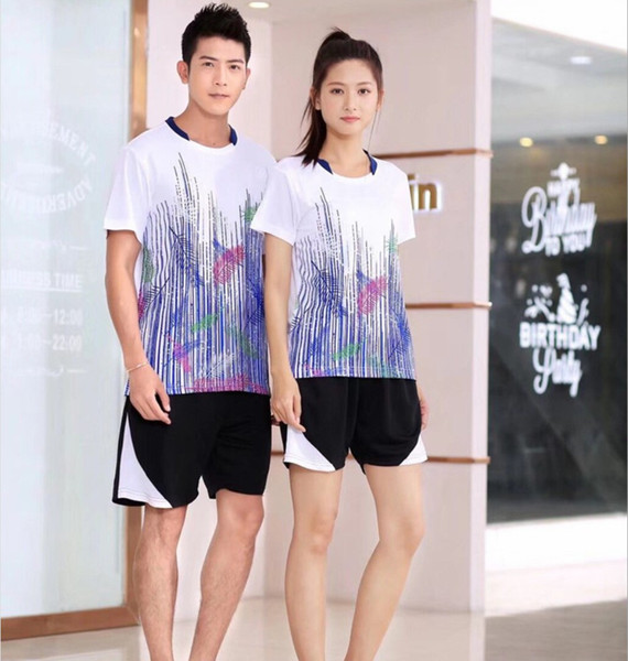 New 2018 tennis dress men's and women's sportswear short-sleeved men's tennis dress summer clothing tennis skirt top