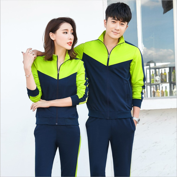 Spring and autumn pure cotton casual suit for lovers men and women high school junior high school students tennis sportswear men