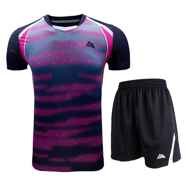 New Badminton Suit, Men's and Women's Badminton Short Sleeves + Shorts, Tennis Shirts, Quick-Drying Table Tennis Clothing