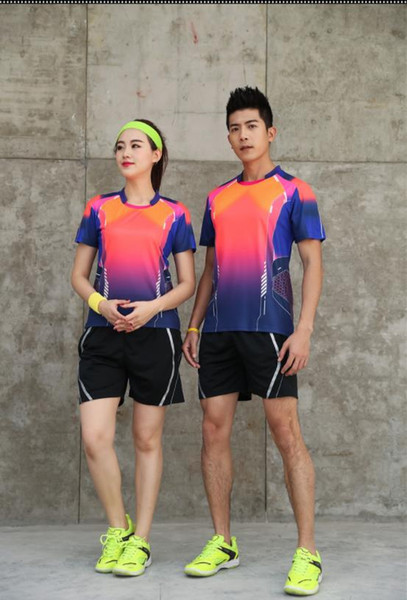 New Men's and women's short-sleeved polyester three colors tennis jerseys for quick-dry sports matches drop shipping