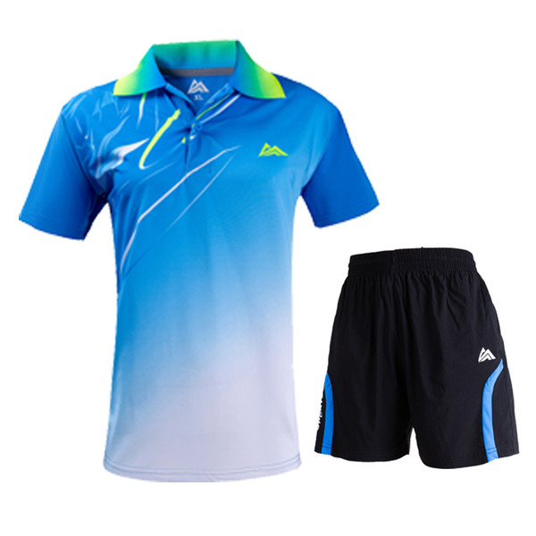 New badminton T-shirt + shorts, men's and women's tennis shirts, sportswear short sleeves, fast-drying breathable table tennis s