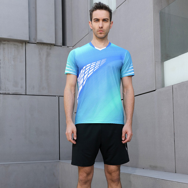 2018 Sky Blue Running Sport Quick Dry Breathable Badminton Shirt,Women/Men Table Tennis Team Game Fitness T Shirts High Quality