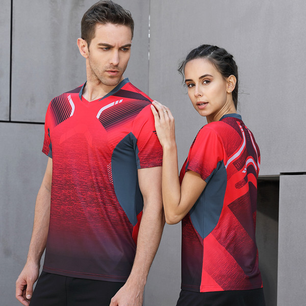 2018 High Quality Running Sport Quick Dry Breathable Badminton Shirt Women Men Table Tennis Training Running Shirts Joggers