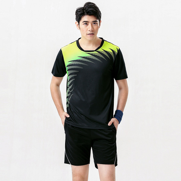 New Badminton sets Men's , sports badminton clothes , Tennis wear shirt+shorts Blue 1 set Table Tennis Uniforms 5063A