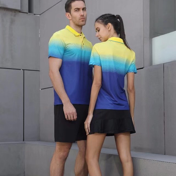 2018 Women Men Table Tennis Clothes Team Game Short Sleeve POLO T Shirts Running Sportswear Quick Dry Breathable Badminton Shirt