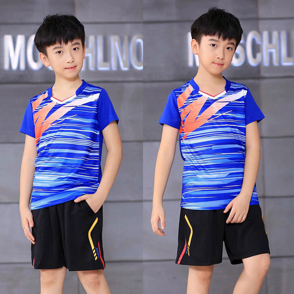 Kids Youth Tracksuit Jersey Breathable Badminton Shirt Uniforms Table Tennis Clothes Team Game Short Sleeve T Shirts & Shorts