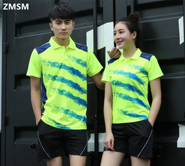 ZMSM 2017 Twill printing Couples mounted Men& women Tennis Shirts shorts kit Sports Badminton Table Tennis Jersey for adult Y009