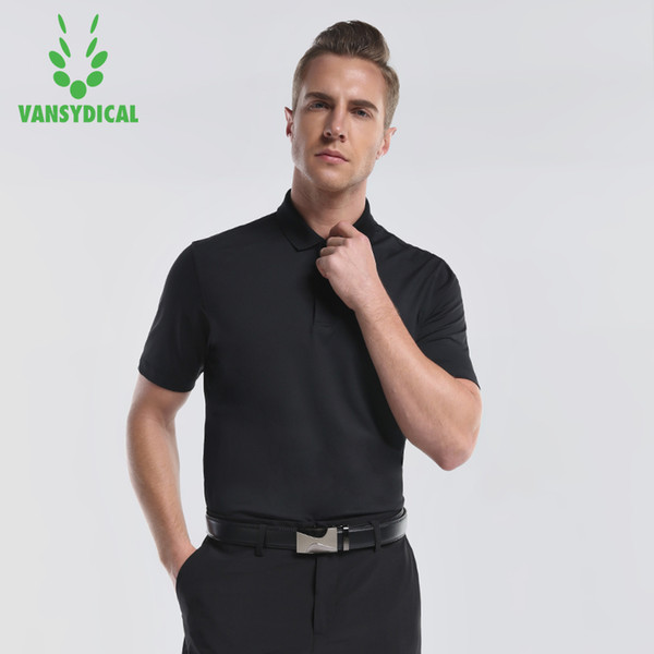 Vansydical Mens Golf Shirts Short Sleeve Tennis Shirts Breathable Glof Training Golf Polo Summer Breathable Short Sleeved Shirt