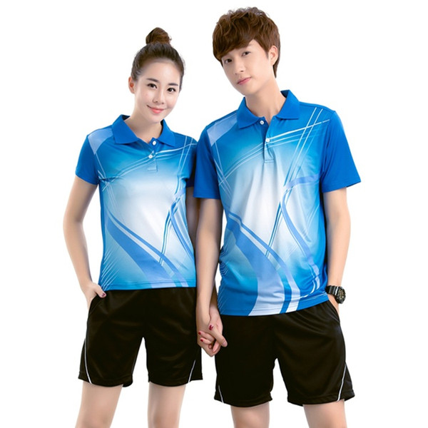 17/18 men & women badminton jersey + shorts set badminton training suit short-sleeved shuttlecock shirt table tennis tracksuit