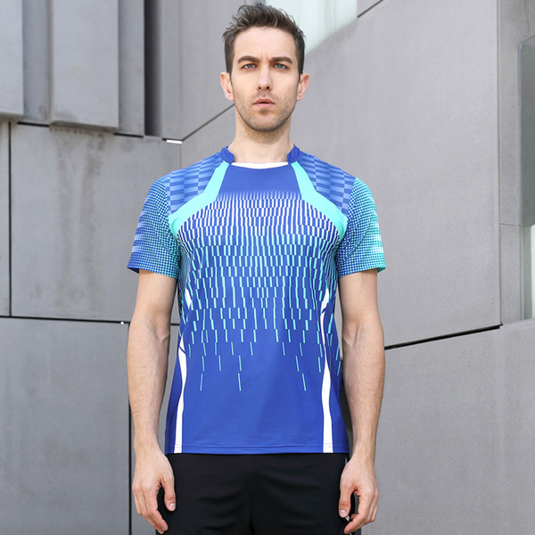 High Quality Blue Mens Running Sport Outdoor Fitness Gym Quick Dry Comfort Breathable Badminton Shirt,Men Table Tennis T Shirts