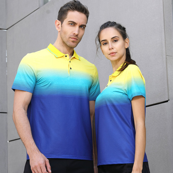 2018 New High Quality Running Sport Outdoor Quick Dry Train Breathable Badminton Shirt Women Men Table tennis Golf Polo T-shirts