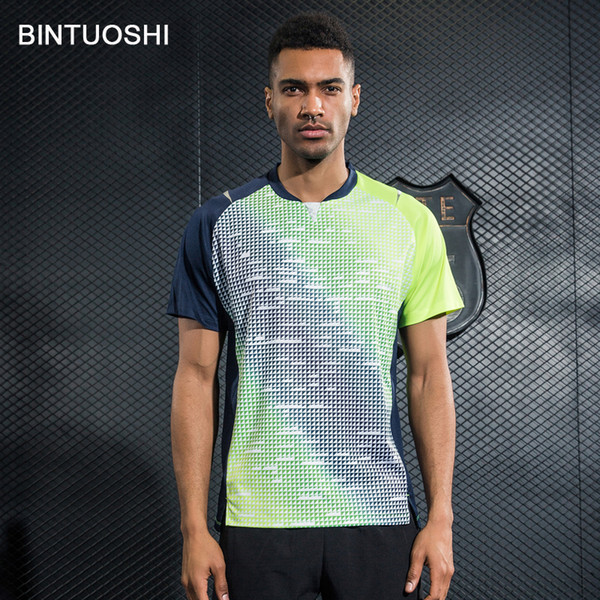 BINTUOSHI 2018 New Mens Tennis Shirts Badminton T-Shirts Table Tennis Clothing Breathable Jersey Quick Dry Sports Soft Tops