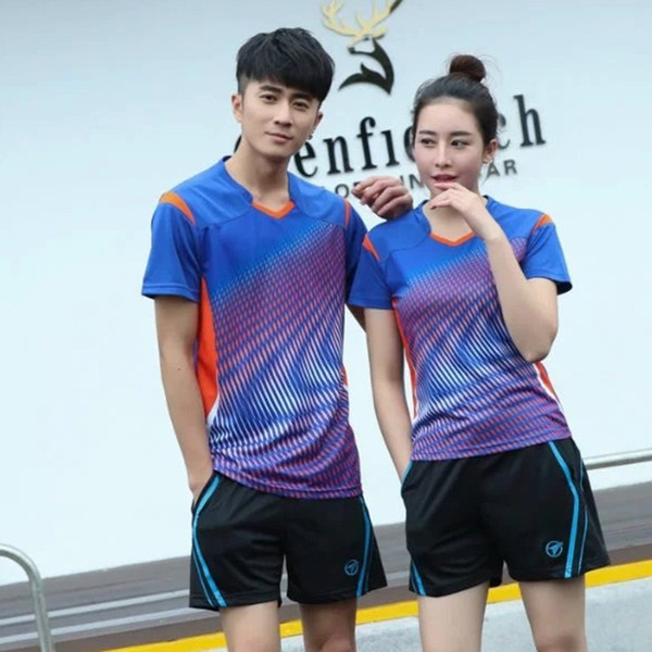 2 pcs Korean Sportswear Women/Mens Tennis Shirts+Shorts Badminton Uniforms Table Tennis Clothes Breathable Sport Set