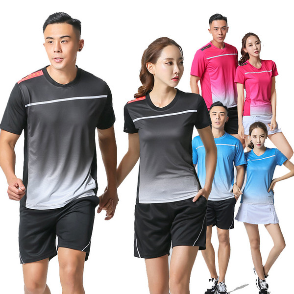 2018 Fresh Color Men / Women Shirt Tennis Shorts , Quick Dry Badminton Set , Girl Table Sets Girls tshirts table tennis Suits