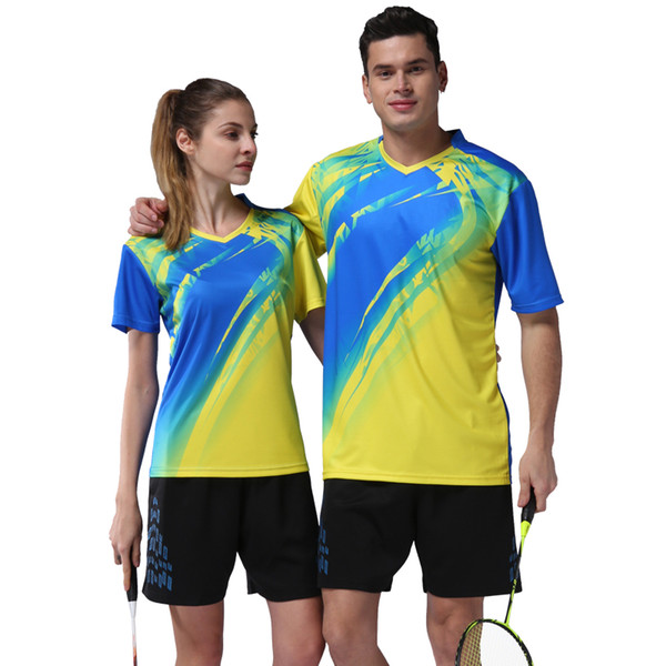 Summer badminton training sets men women badminton quick dry tennis uniforms clothes sports men breathable T shirt DIY