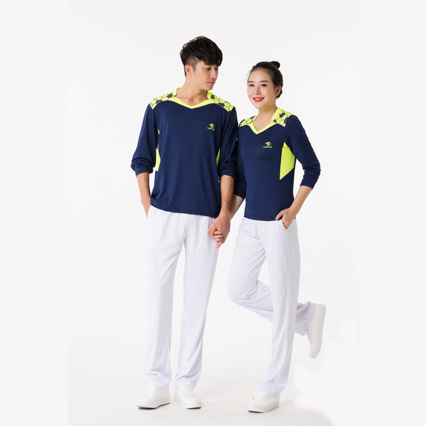 Adsmoney New long sleeve tennis suit and men's and women's badminton suit for autumn Long sleeve T-shirt+ trousers