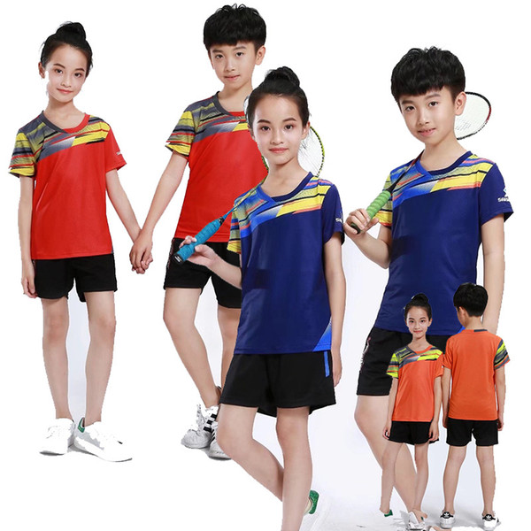 2018 New children badminton set , Boys badminton set , tennis shirt kid Girl tennis tee shirts, Table T Shirt + Shorts / Skirt