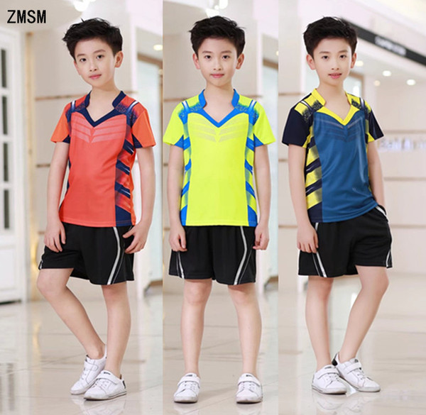 2018 Kids Tennis Shirts Shorts Set Children's Badminton Table Tennis Shirts Boys & girls Running Sports clothes Y112k