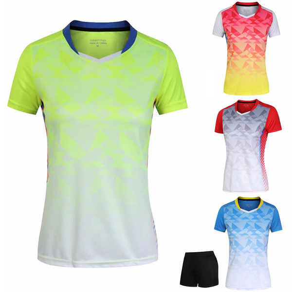 2019 Girl Tennis Shirts Shorts , Men Tennis Suits , Volleyball Clothes, Women Badminton T Shirt Table Sport Polos Green