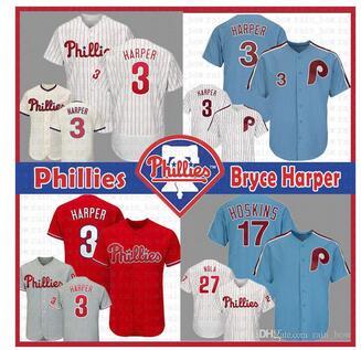 Phillies Jersey 3 Bryce Harper Philadelphia 17 Rhys Hoskins 27 Aaron Nola Baseball Jerseys Mens Flex Cool Base Retro Mesh size m-xxxl