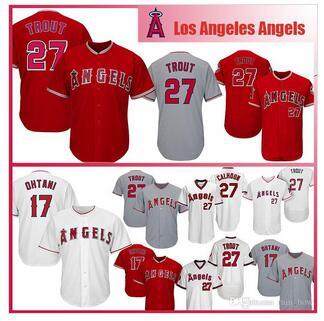 Mens Los Angeles Baseball Jersey Angels 27 Mike Trout 17 Shohei Ohtani Jerseys size m-xxxl