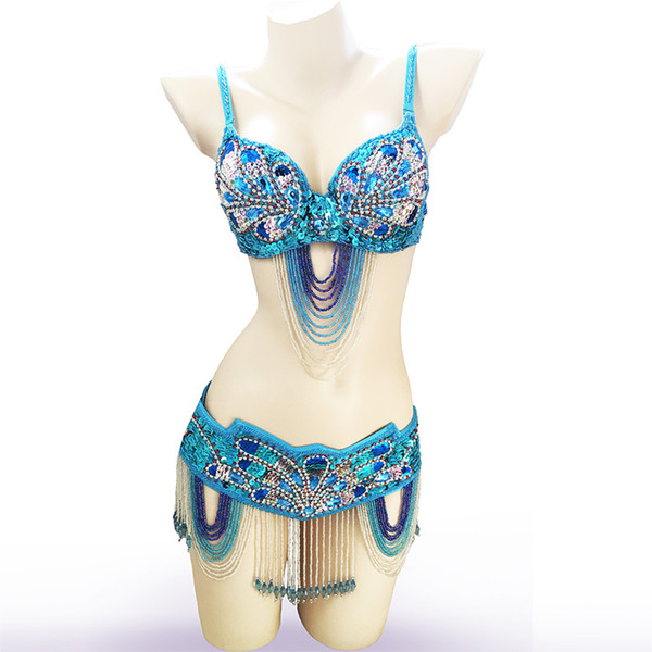 New Women's belly dance set costume belly dancing clothes Sexy Night dance bellydance Carnival Tops Chain BRA Belt 180010