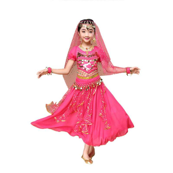 Children Belly Dance Costume Sets Kids India Dancing Dress girls belly dance costume Performance Cloth 2PCS/Set 5 Colors